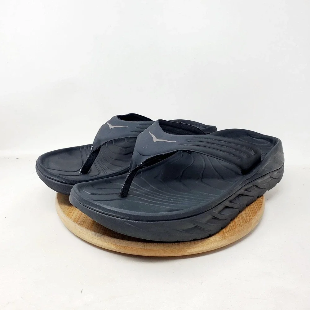 Hoka Ora Recovery Flip Sandals Mens 10 Black Pool Beach Comfort Slip On Shoes